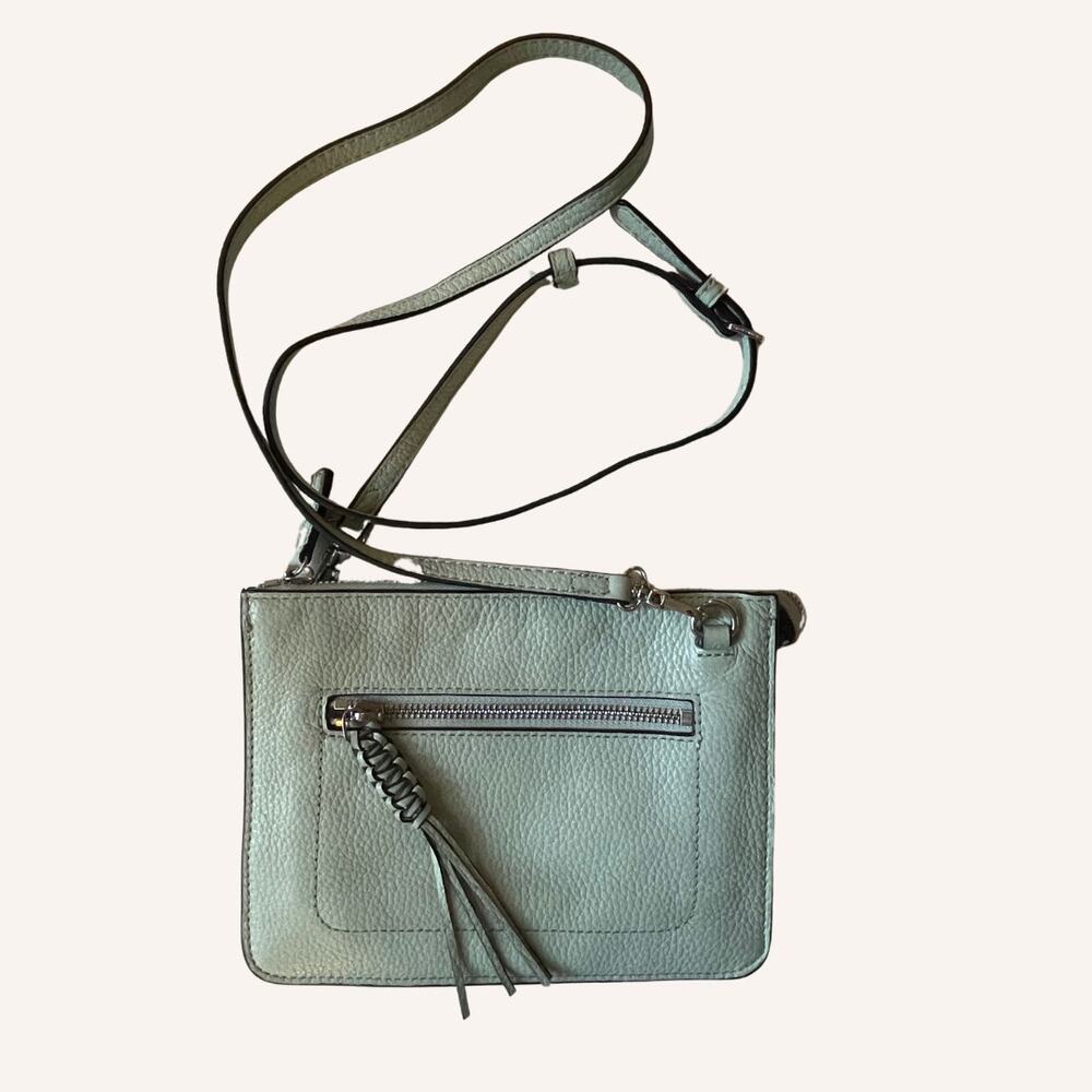 VINCE CAMUTO purse NWOT crossbody mint leather silver tone 6 in x 8 in